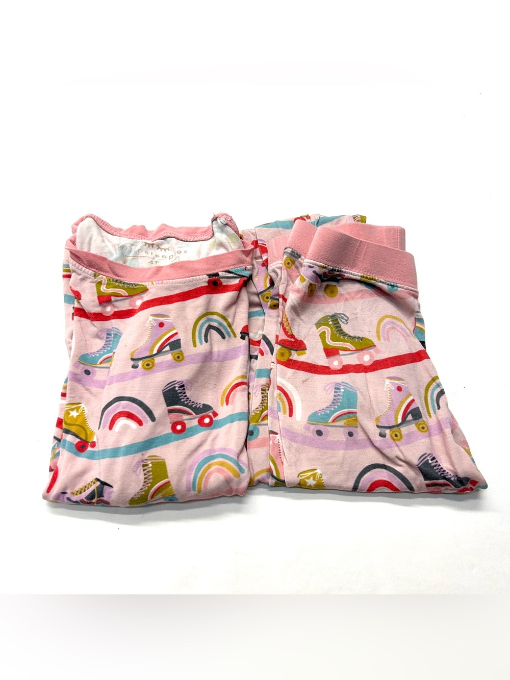 Little Sleepies Long Sleeve Pink Retro Roller Skate Rainbow Pajama Set Bamboo